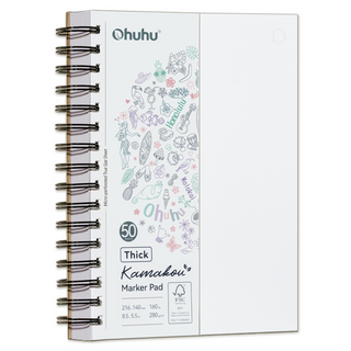 Ohuhu Heavyweight Bleedproof Double-Sided Marker Pad, Spiral-Bound - Kamakou