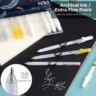 Ohuhu Gel Pens - Gold, Silver, White & Colorful 12-Pack