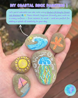 DIY: Paint Your Own Seaside Pebbles using Ohuhu Direct-ink Acrylic Markers 24 Colors - Nahuku