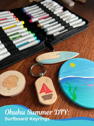 🌴 Summer DIY: Paint Wooden Surfboard Keyrings with Ohuhu Acrylic Markers