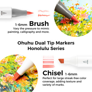 Ohuhu Honolulu 48 Mid-tone Colors Dual Tips Alcohol Art Markers