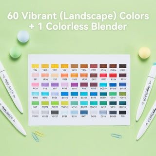 Ohuhu Kaala Slim Broad and Fine Dual Tips Alcohol Art Markers- 60 Colors Landscape Tone