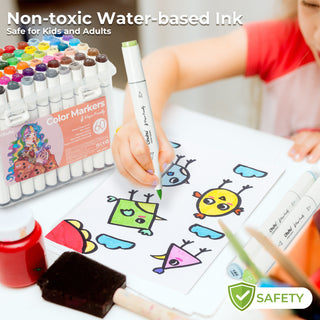 Ohuhu Paper-friendly (No Peeling) Markers Water-based 60 Colors