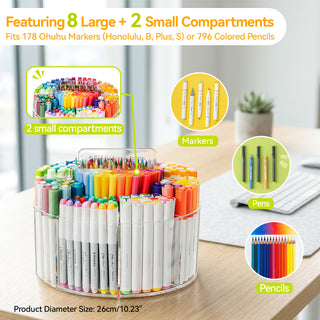 Ohuhu 360° Rotating Clear Acrylic Marker Organizer
