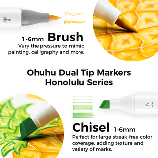 Ohuhu Honolulu 6 Colors Dual Tips Alcohol Art Markers