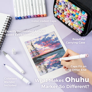 Ohuhu Honolulu 104 Colors Dual Tips Alcohol Art Markers