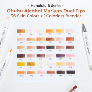 Ohuhu Honolulu 36 Skin Tone Colors Dual Tips Alcohol Art Markers (Ships from Asia Warehouse)