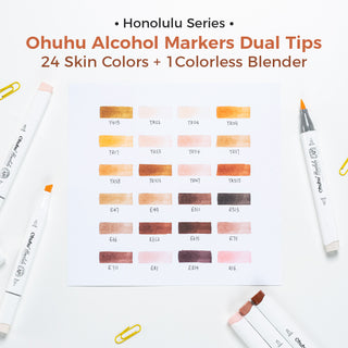 Ohuhu Honolulu 24 Skin Tone Colors Dual Tips Alcohol Art Markers(Ships from Asia Warehouse)
