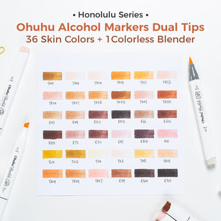 Ohuhu Honolulu 36 Skin Tone Colors Dual Tips Alcohol Art Markers (Ships from Asia Warehouse)