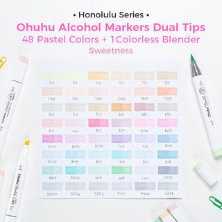 Ohuhu Honolulu 48 Pastel Colors Dual Tips Alcohol Art Markers (Ships from Asia Warehouse)