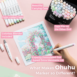 Ohuhu Honolulu 48 Pastel Colors Dual Tips Alcohol Art Markers-Sweetness (New Color Codes)