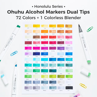 Ohuhu Honolulu 72 Colors Dual Tips Alcohol Art Markers (New Color Codes)