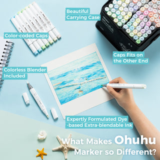 Ohuhu Honolulu 96 Pastel Colors Alcohol Art Markers - Sweetness & Blossoming (New Color Codes)