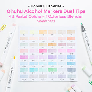 Ohuhu Honolulu 48 Pastel Colors Dual Tips Alcohol Art Markers (Ships from Asia Warehouse)