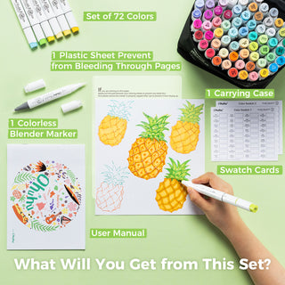 Ohuhu Honolulu 72 Colors Dual Tips Alcohol Art Markers (New Color Codes)