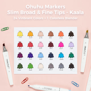 Ohuhu Kaala Four Tones Slim Broad and Fine Dual Tips Alcohol Art Markers