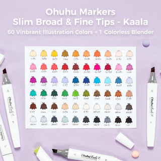 Ohuhu Kaala Four Tones Slim Broad and Fine Dual Tips Alcohol Art Markers