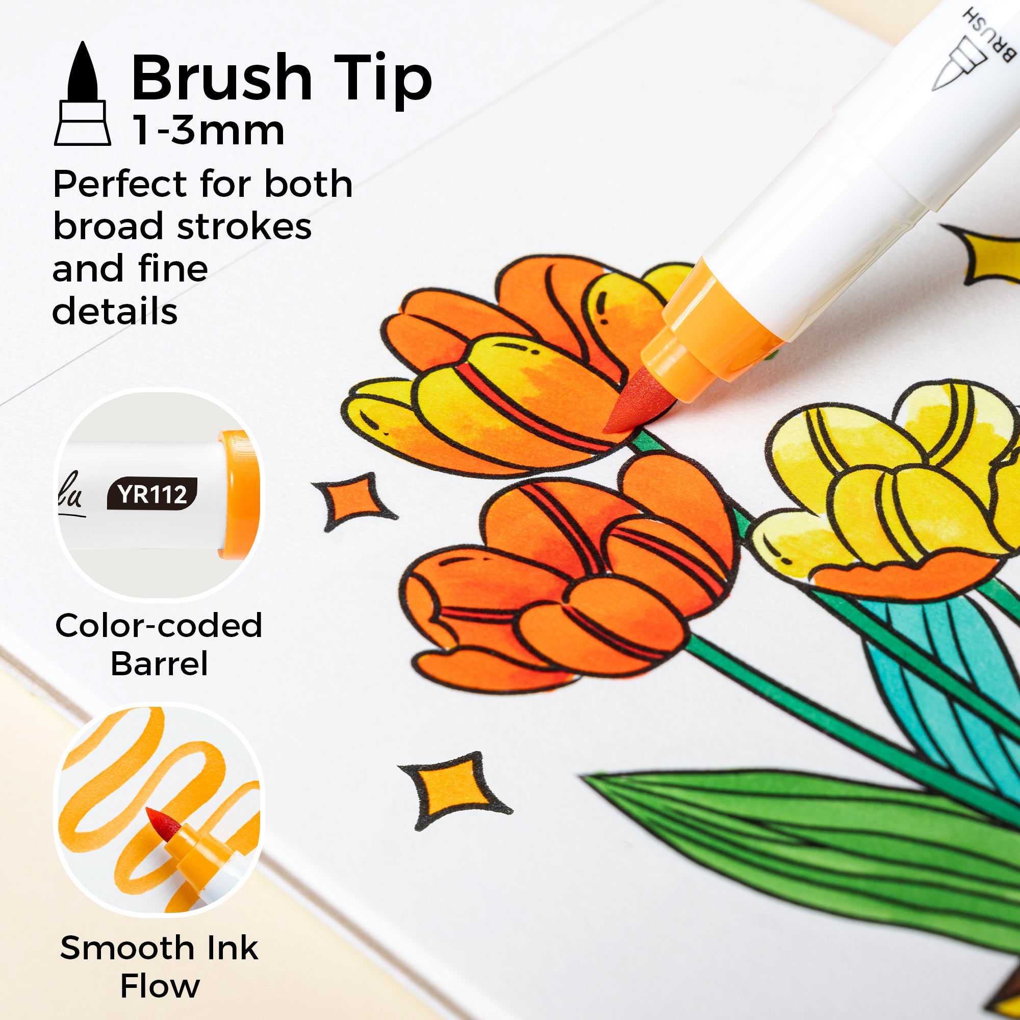 Ohuhu 12 Colors Mini Alcohol Markers Brush Tip - Nalu Travel Coloring