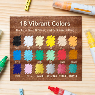 Ohuhu Acrylic Paint Markers 18 Colors Reversible Tip Jumbo Chisel ＆ Round- Mauna Kea