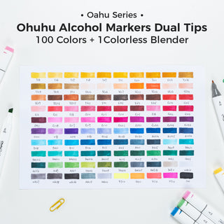 Ohuhu Oahu 100 Colors Dual Tips Alcohol Art Markers, Fine & Chisel (Ships from Asia Warehouse)