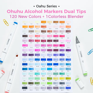 Ohuhu Oahu New 120 Colors Dual Tips Alcohol Art Markers, Fine & Chisel (Ships from Asia Warehouse)