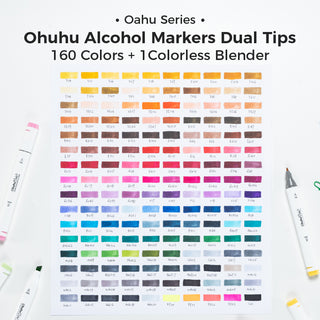 Ohuhu Oahu 160 Colors Dual Tips Alcohol Art Markers, Fine & Chisel (Ships from Asia Warehouse)