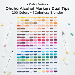 Ohuhu Oahu 200 Colors Dual Tips Alcohol Art Markers, Fine & Chisel (Ships from Asia Warehouse)