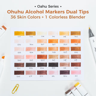 Ohuhu Oahu 36 Skin Tone Colors Dual Tips Alcohol Art Markers, Fine & Chisel (Ships from Asia Warehouse)