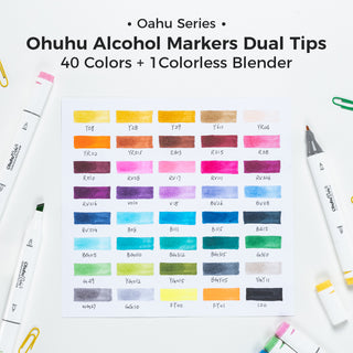 Ohuhu Oahu 40 Colors Dual Tips Alcohol Art Markers, Fine & Chisel (Ships from Asia Warehouse)