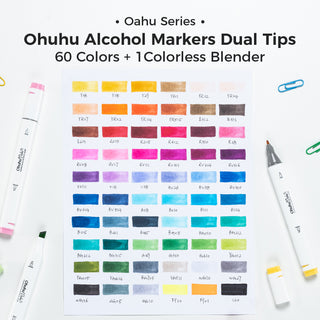 Ohuhu Oahu 60 Colors Dual Tips Alcohol Art Markers, Fine & Chisel (Ships from Asia Warehouse)