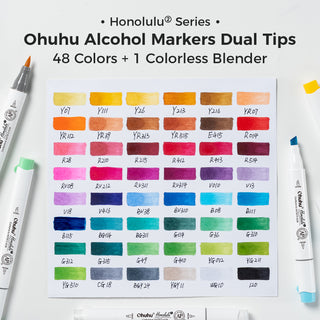 Ohuhu Honolulu² 48 Basic Colors Dual Tips Alcohol Art Markers