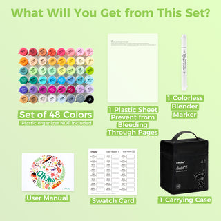 Ohuhu Honolulu² 48 Basic Colors Dual Tips Alcohol Art Markers