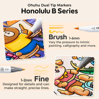 Ohuhu Honolulu B 48 Colors Alcohol Markers with Coloring Book