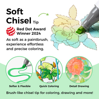 Ohuhu Honolulu² S New 48 Pastel Colors Dual Tips Alcohol Art Markers, Brush & Soft Chisel