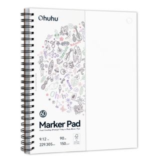 Ohuhu Bleedproof Double-Sided Marker Pad, Spiral-Bound