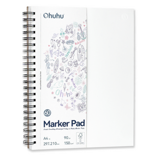 Ohuhu Bleedproof Double-Sided Marker Pad, Spiral-Bound