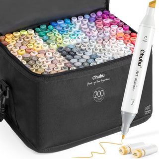 Ohuhu Oahu 200 Colors Dual Tips Alcohol Art Markers, Fine & Chisel