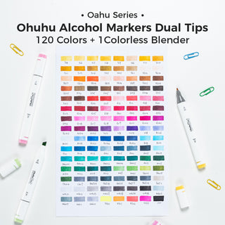 Ohuhu Oahu 120 Colors Dual Tips Alcohol Art Markers, Fine & Chisel (Ships from Asia Warehouse)