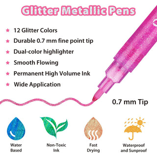 Ohuhu Glitter Metallic Marker Pens